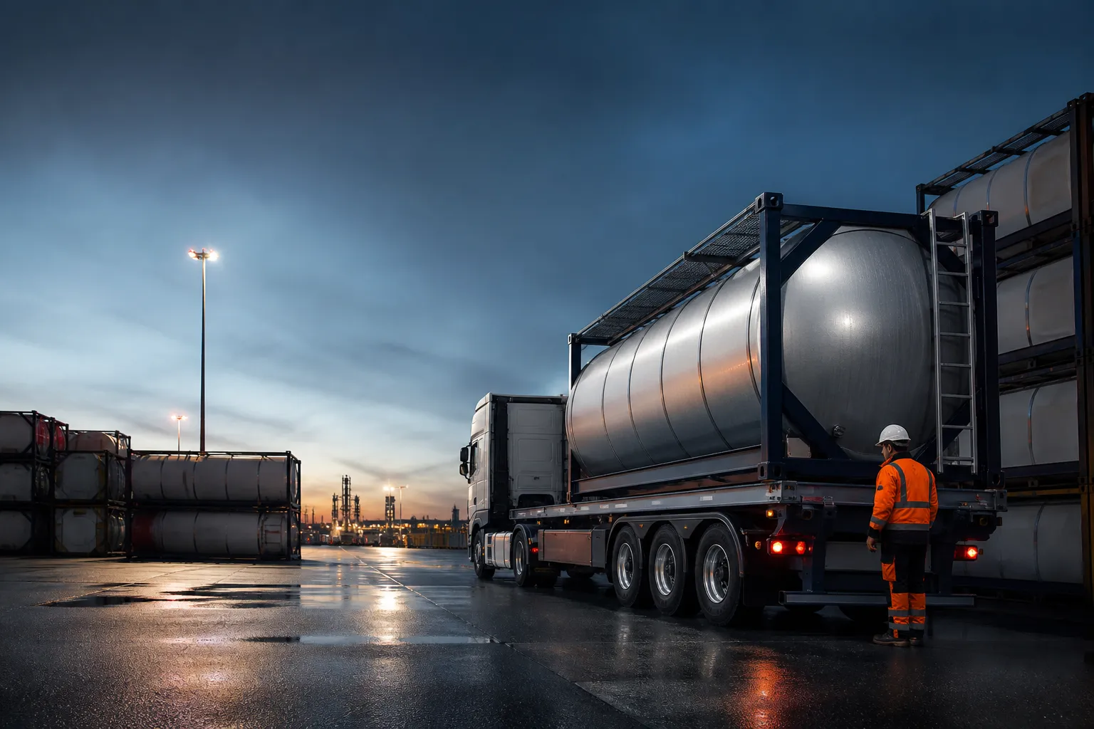 Safe logistics operation carrying tank containers