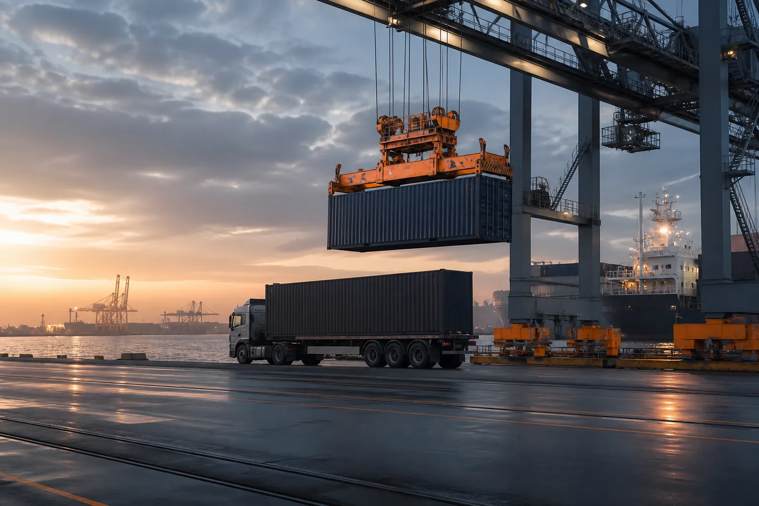 Container transfer operation at the port terminal